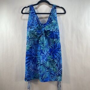 Hanna Nikole Women's Plus Size Tankini Top 20W Adjustable Straps Drawstring Side